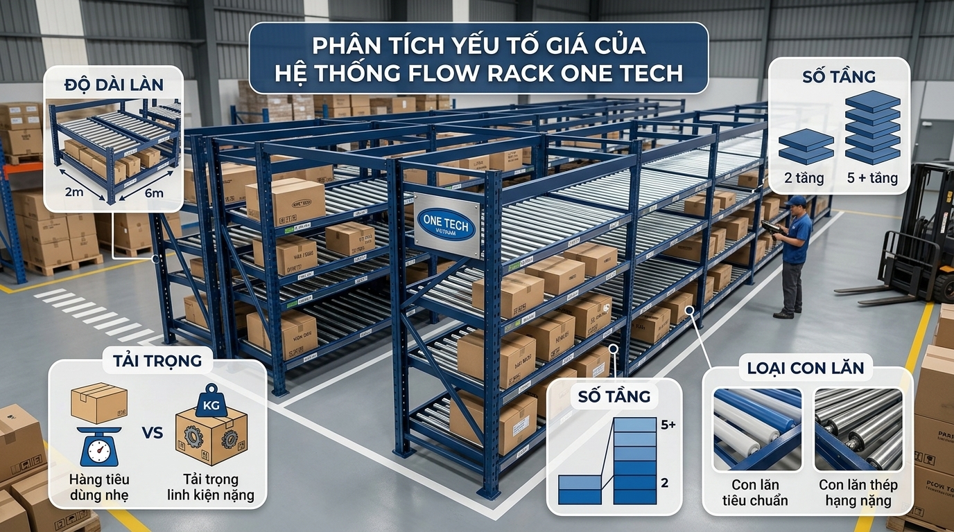 Các yếu tố ảnh hưởng đến giá kệ Flow racks Hà Nội