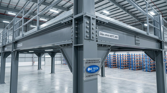 Dầm chính và dầm phụ của kệ mezzanine phân bổ tải trọng mặt sàn
