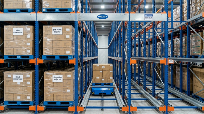 Kệ Radio Shuttle Hà Nội giúp tối ưu diện tích kho pallet trong khu vực mặt bằng hạn chế
