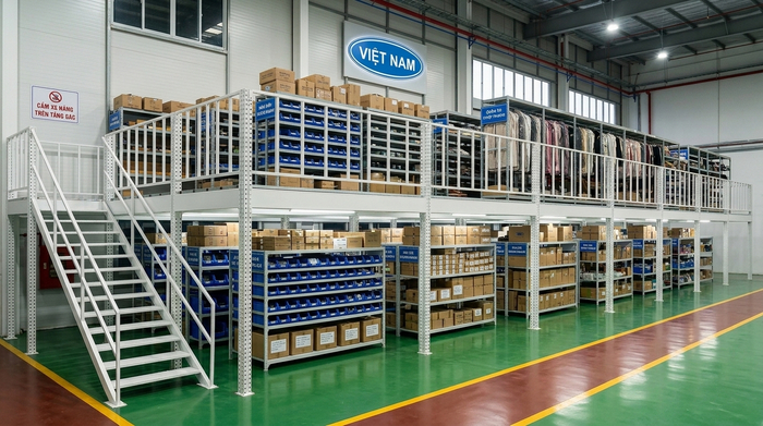 Kệ sàn mezzanine Hà Nội giúp tăng diện tích lưu trữ theo chiều cao