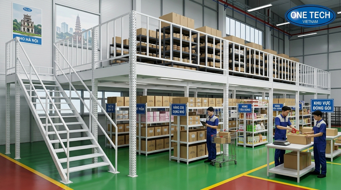 Kệ sàn mezzanine cho kho thương mại điện tử tại Hà Nội
