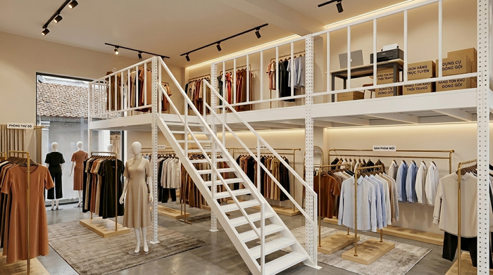 Kệ sàn mezzanine cho shop thời trang nội thành Hà Nội