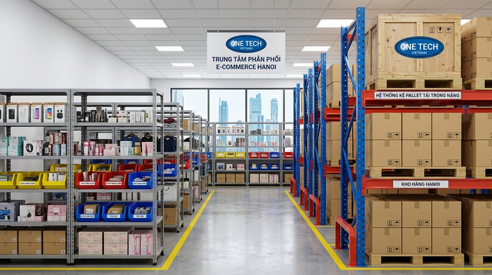 Kết hợp kệ trung tải và kệ pallet Hà Nội cho kho thương mại điện tử