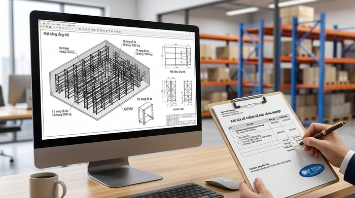 Báo giá kệ kho trung chuyển theo bản vẽ và tải trọng