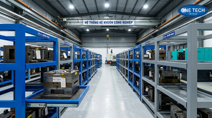 Kệ kho hàng Hà Nội trực thuộc OneTech Group triển khai kệ khuôn cho kho xưởng