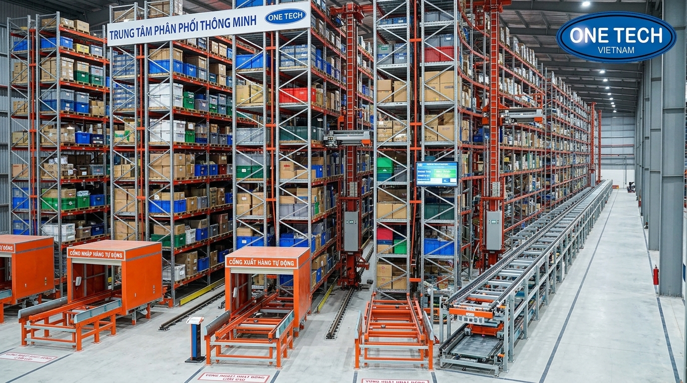 Kệ kho tự động cho kho hàng tại Hà Nội phù hợp với kho nhiều mã hàng và tần suất xuất nhập cao