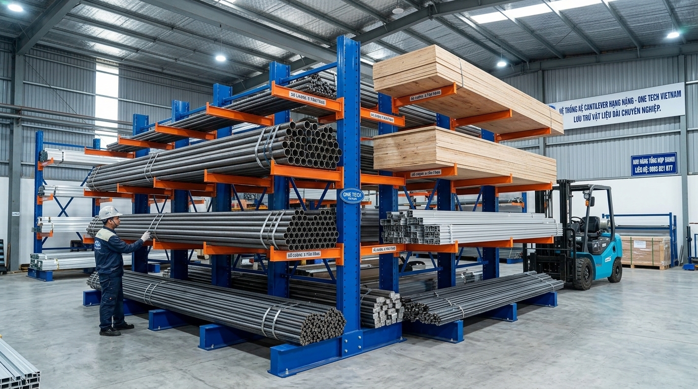 Kệ tay đỡ Hà Nội lưu trữ thép ống và vật liệu dài