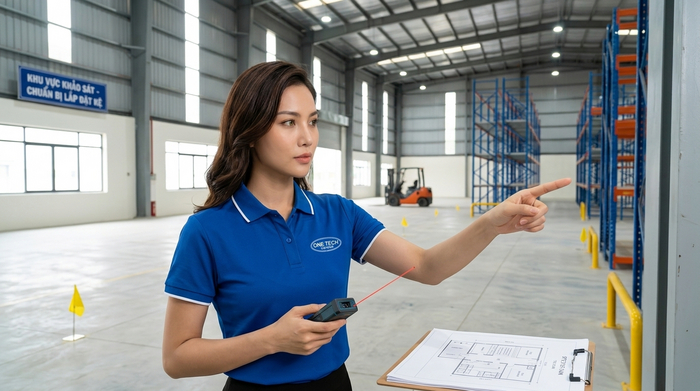 Khảo sát mặt bằng trước khi lắp đặt kệ kho thông minh Hà Nội