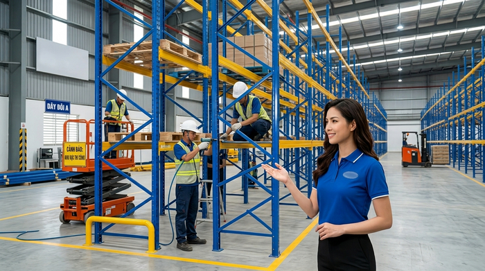 Lắp đặt Kệ Double Deep Hà Nội tại kho pallet