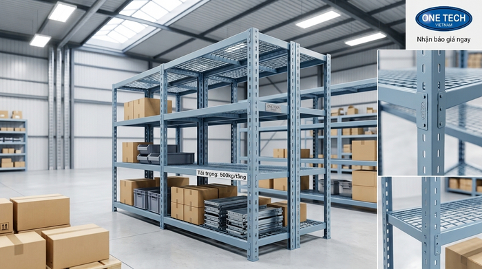 Liên hệ OneTech nhận báo giá kệ sắt v lỗ Hà Nội