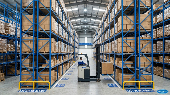 Lối đi xe nâng trong hệ thống kệ selective pallet Hà Nội