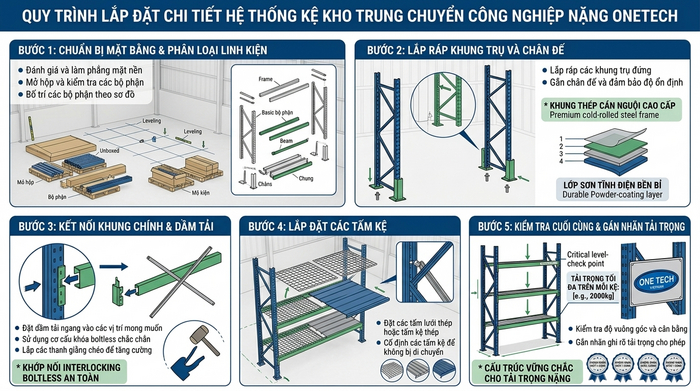 Quy trình lắp đặt kệ kho trung chuyển của Kệ kho hàng Hà Nội