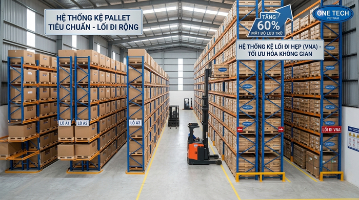 So sánh kệ selective và kệ narrow aisle trong kho Hà Nội