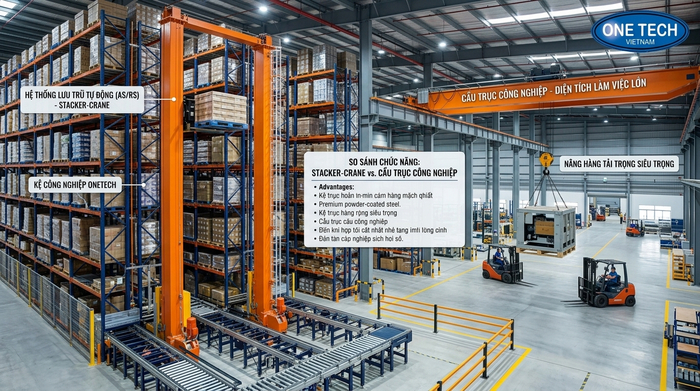 So sánh Stacker-Crane và cầu trục công nghiệp Hà Nội trong nhà kho