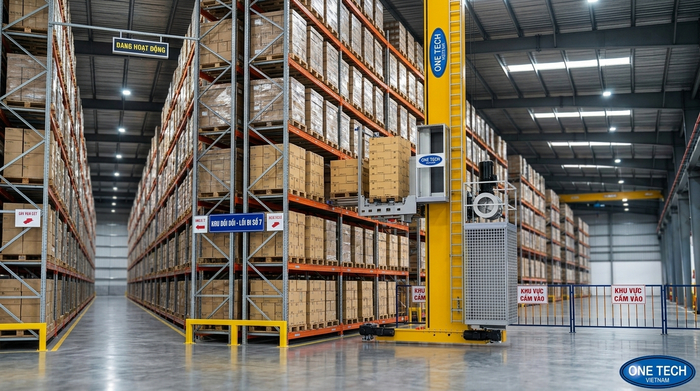 Mô hình Stacker-Crane Hà Nội trong kho cao tầng ASRS