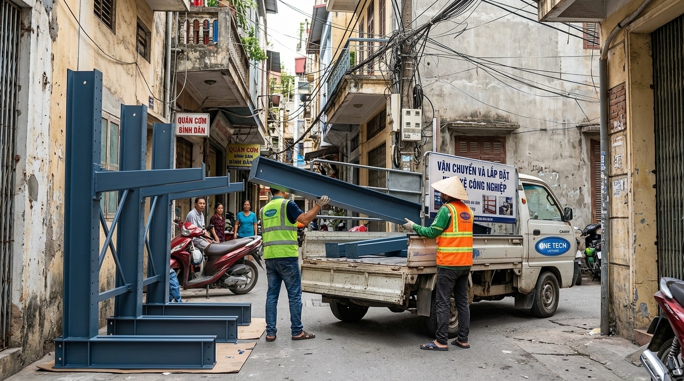 Vận chuyển kệ tay đỡ vào kho nội thành Hà Nội