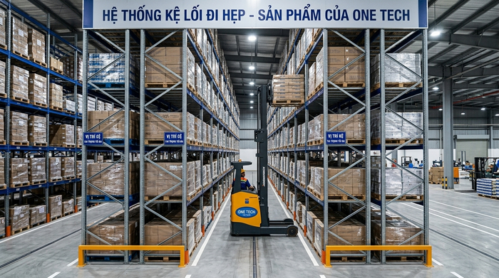 Xe nâng chuyên dụng vận hành trong hệ kệ narrow aisle
