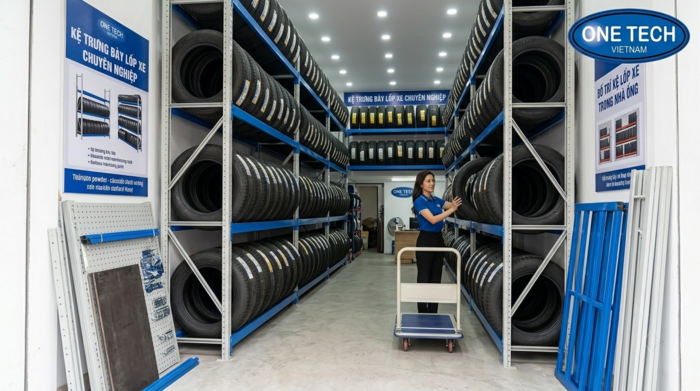 Bố trí kệ lốp xe trong nhà ống tại Hà Nội