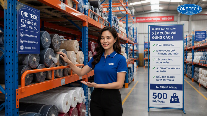 Hướng dẫn xếp vải cuộn lên kệ an toàn