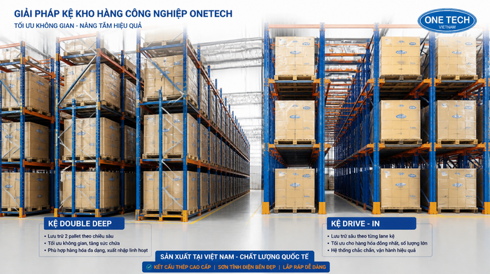 So sánh kệ Double Deep và kệ Drive In trong kho logistics Hà Nội