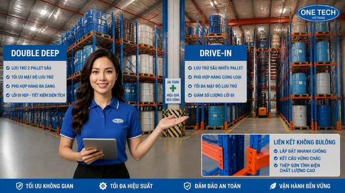 Kệ Selective chứa pallet hóa chất và bồn IBC