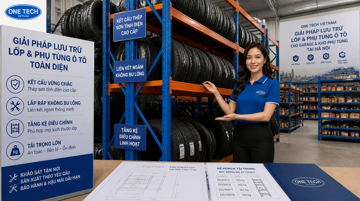 Kệ kho hàng Hà Nội cung cấp kệ để lốp xe cho garage và kho phụ tùng