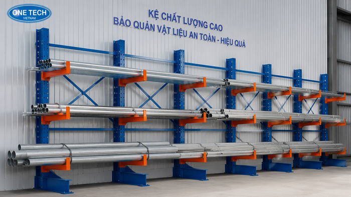 Kệ tay đỡ thép ống một phía Kệ tay đỡ thép ống một phía áp tường