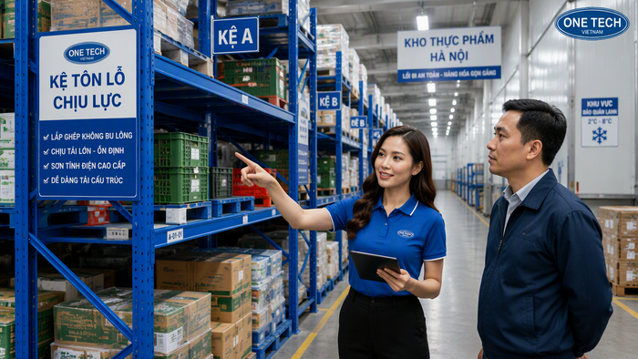 Kệ tôn lỗ chịu lực tối ưu kho thực phẩm nội thành Hà Nội
