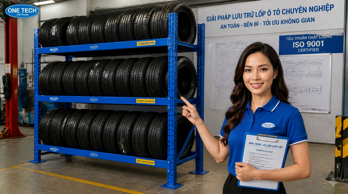 Lắp đặt kệ để lốp xe tại Hà Nội cho garage ô tô