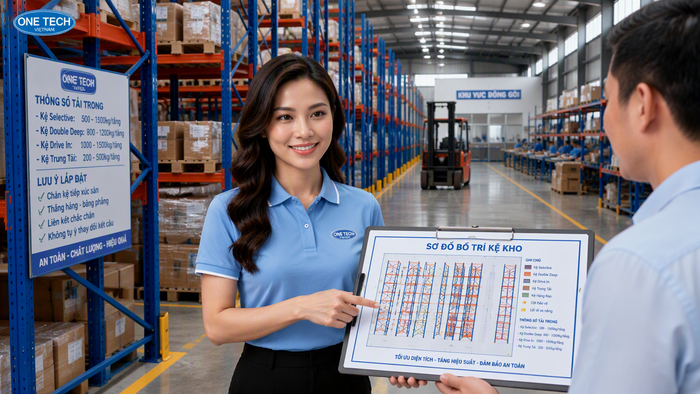 Sơ đồ bố trí kệ xếp chồng trong kho hàng Hà Nội