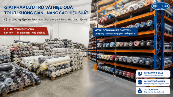 So sánh kho vải xếp sàn và kho dùng kệ để vải