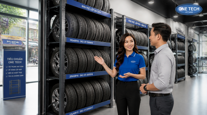 Tư vấn kệ để lốp xe Hà Nội tại mặt bằng cửa hàng