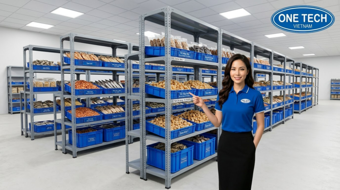 Kệ sắt sơn tĩnh điện dùng cho kho hàng khô thủy hải sản