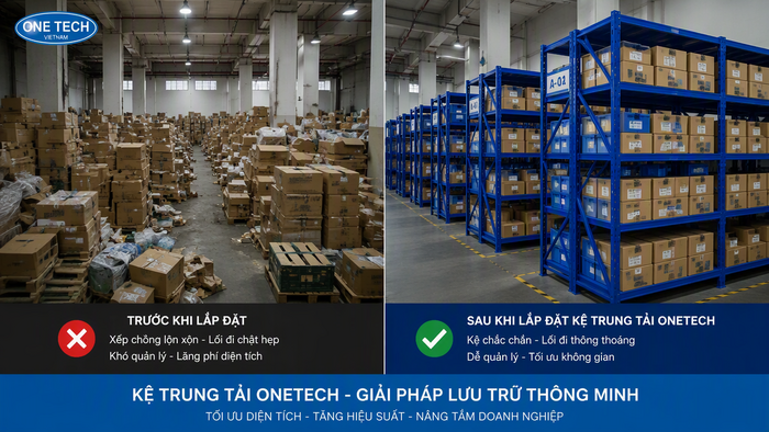So sánh lưu trữ hàng hóa bằng kệ trung tải và xếp sàn So sánh xếp hàng dưới sàn và dùng kệ trung tải trong kho Hà Nội