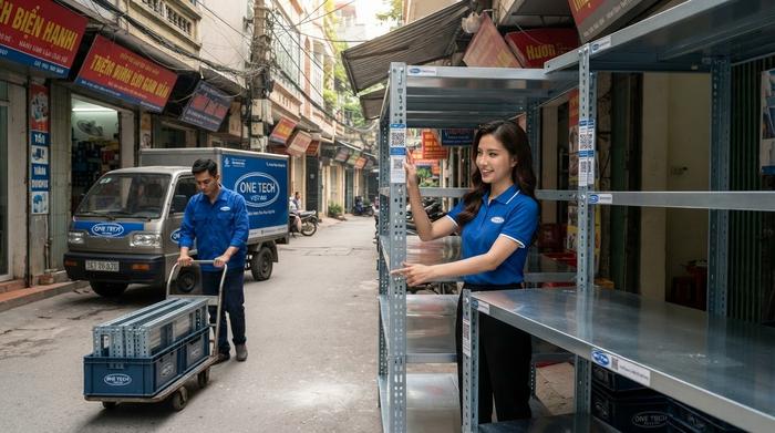 Lắp đặt kệ kho F&B trong điều kiện đô thị Hà Nội Vận chuyển và lắp đặt kệ kho F&B trong ngõ Hà Nội